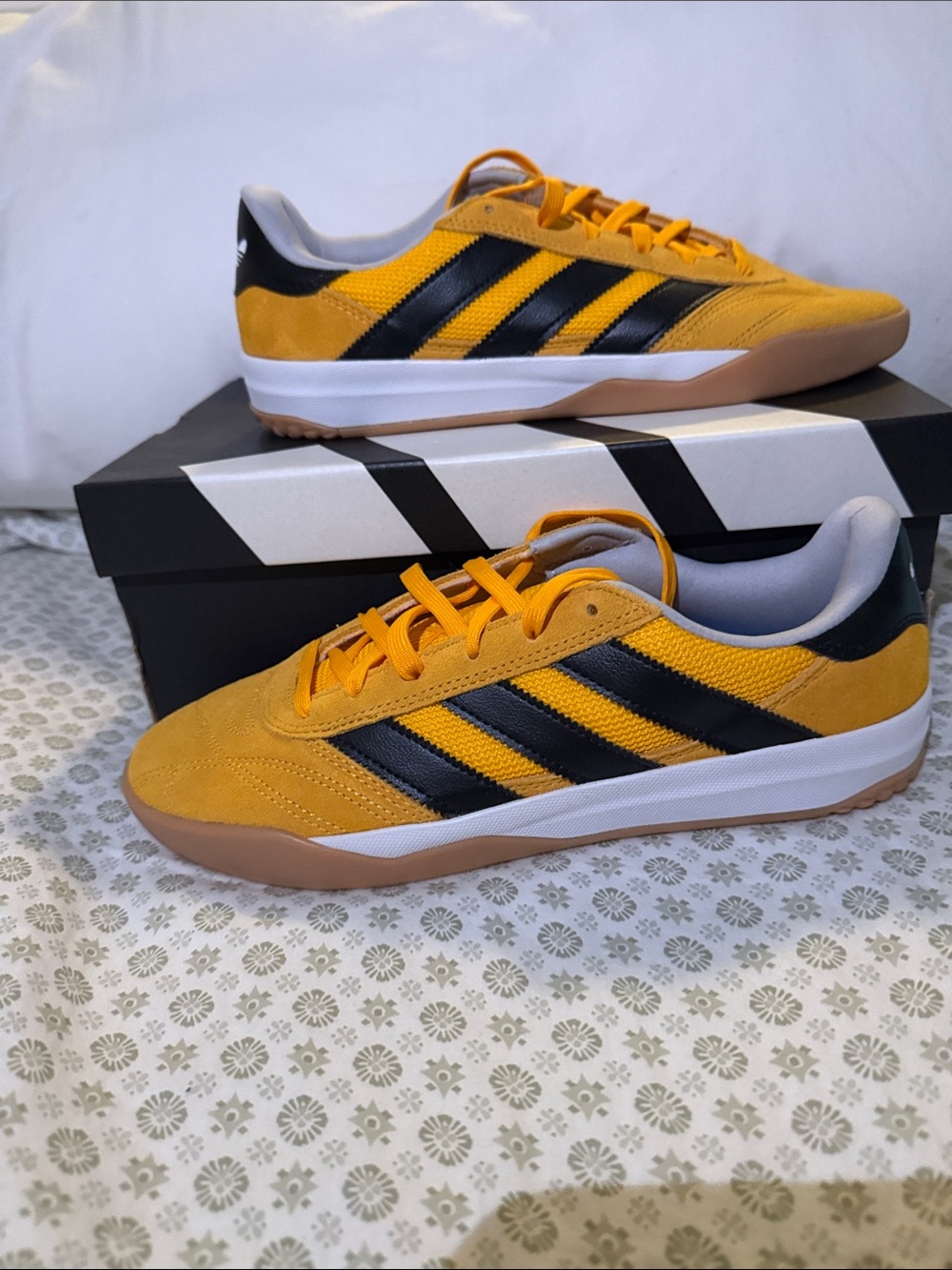 adidas Yellow and Black Suede Low-Top Sneakers